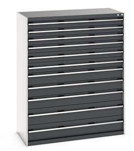 cubio drawer cabinet with 11 drawers. WxDxH: 1300x650x1600mm. RAL 7035/5010 or selected Bott Drawer Cabinets 1300 x 650 for your Workshop or Lab